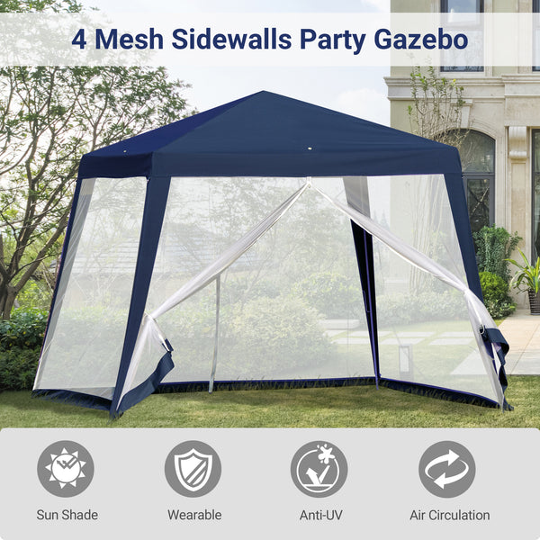 10 x 10 party tent with mosquito net, blue