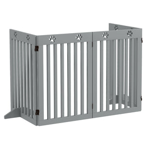 Extra-wide pet gate with support feet, light gray