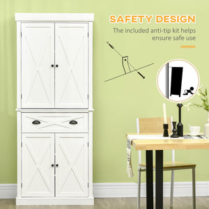 Storage unit with 4 doors, drawer and adjustable shelves, white 