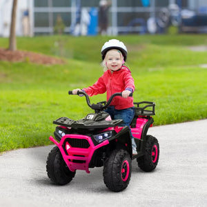 Kids ATV, 12V Battery Powered Electric Toy with Spring Suspension, Storage Basket, High &amp; Low Speed, Pink