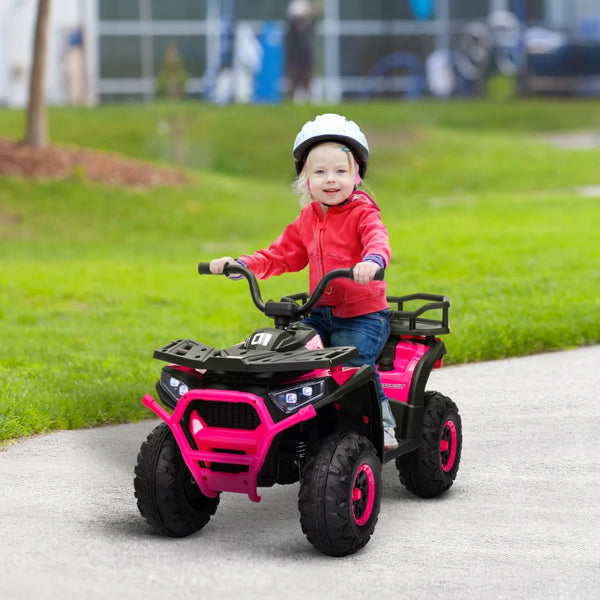 Kids ATV, 12V Battery Powered Electric Toy with Spring Suspension, Storage Basket, High &amp; Low Speed, Pink