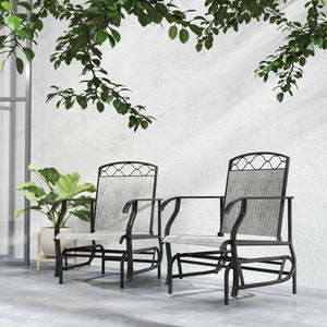 Set of 2 Outdoor Patio Chairs with Thick Breathable Mesh Seat, High Back, Steel Frame, Grey
