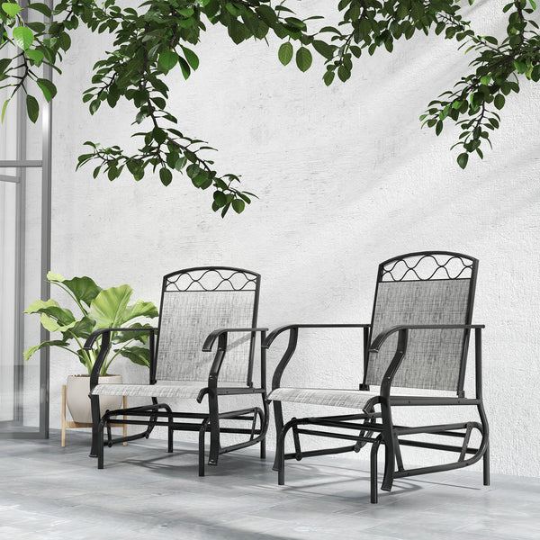 Set of 2 Outdoor Patio Chairs with Thick Breathable Mesh Seat, High Back, Steel Frame, Grey