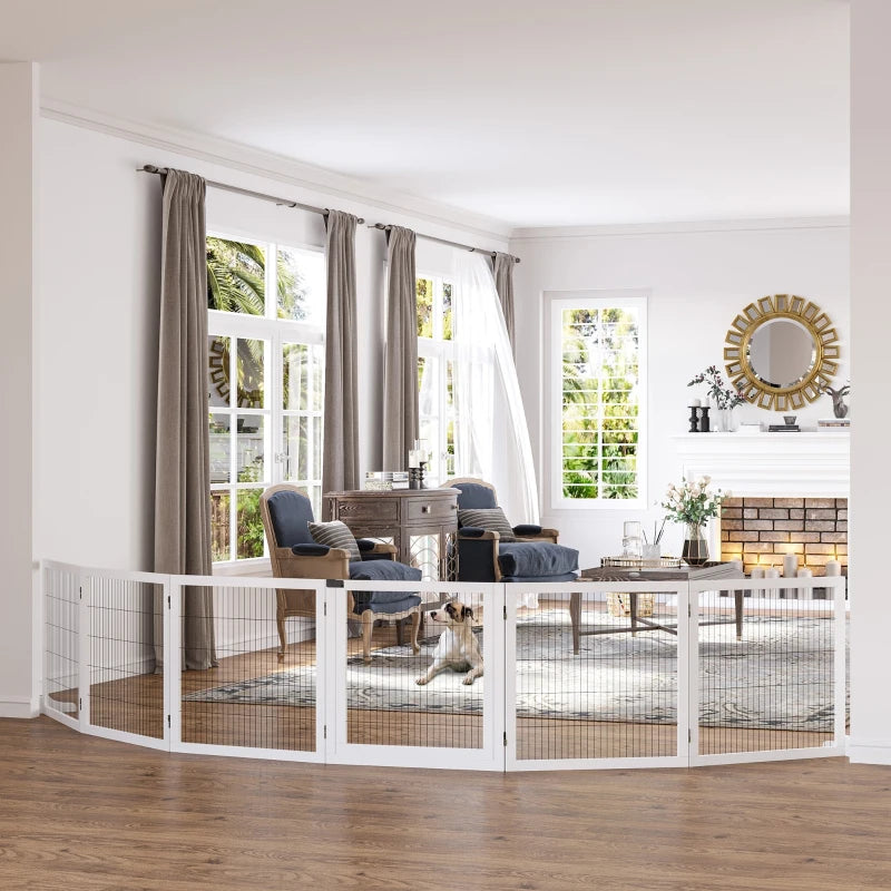 Freestanding wooden barrier with 2 support feet, white