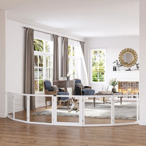 Freestanding wooden barrier with 2 support feet, white
