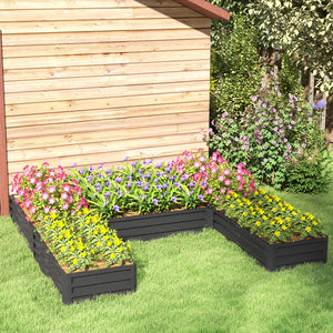 Steel Raised Bed, Set of 5 Large Planters 2.4 x 2.4 x 30 cm, Dark Grey