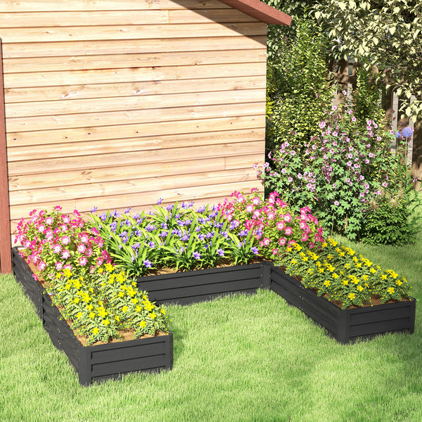 Steel Raised Bed, Set of 5 Large Planters 2.4 x 2.4 x 30 cm, Dark Grey