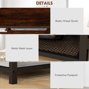 TV stand for TVs up to 80 inches with storage shelf and steel frame