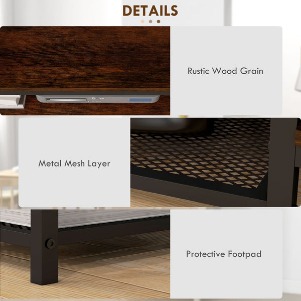 TV stand for TVs up to 80 inches with storage shelf and steel frame