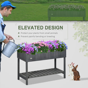 Raised wooden planter with 8 compartments, dark grey