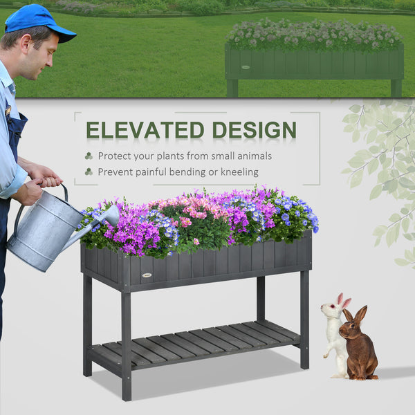 Raised wooden planter with 8 compartments, dark grey