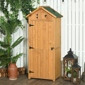 Garden shed with 3 shelves, brown