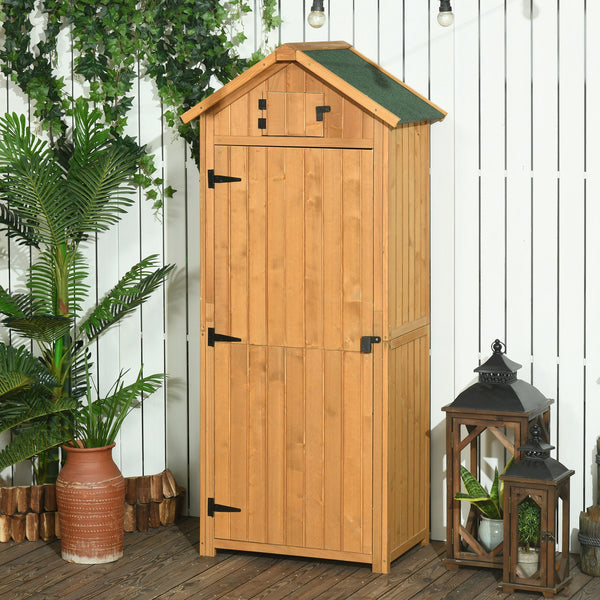 Garden shed with 3 shelves, brown