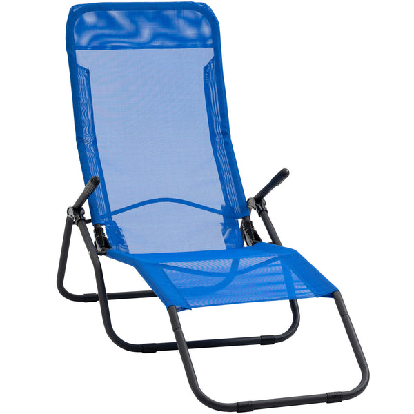 Folding chaise lounge with breathable mesh fabric, blue 