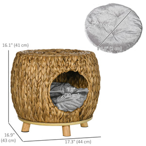 Wicker cat basket with washable cushion