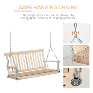 Hanging swing for 2 people made of wood