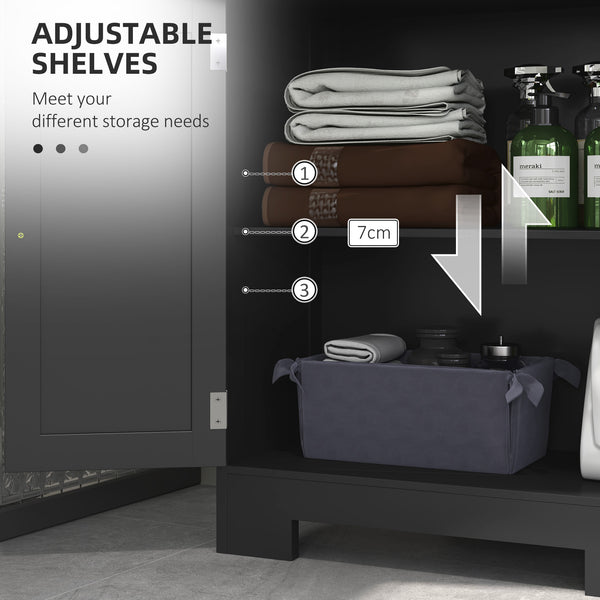 Kleankin Freestanding Bathroom Cabinet with Adjustable Shelf and Drawers, Small Bathroom Vanity, Living Room, Black 