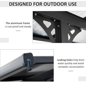 10 x 12 pergola with rigid polycarbonate roof, adjustable height, grey