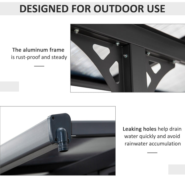 10 x 12 pergola with rigid polycarbonate roof, adjustable height, grey