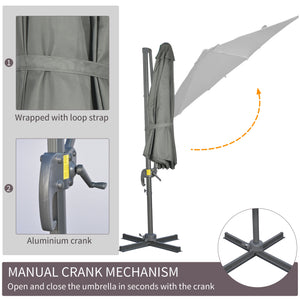 9.6-foot cantilever umbrella, grey