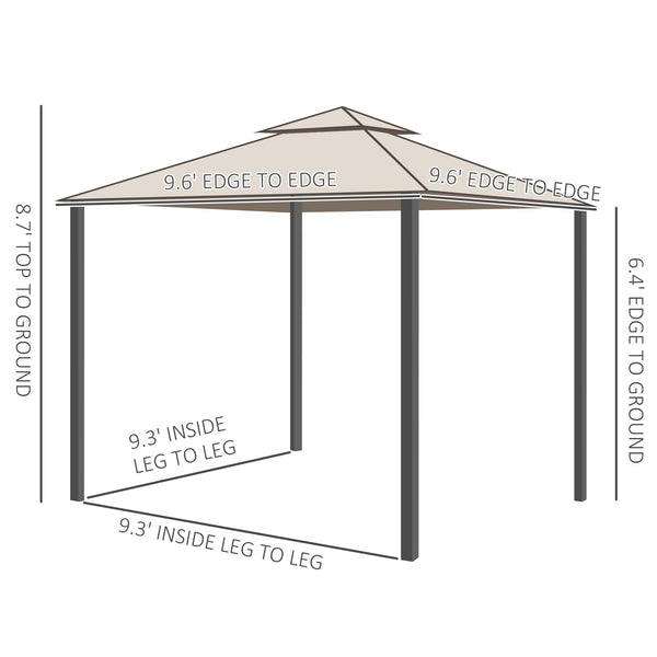 10' x 10' Patio Gazebo Outdoor Pavilion 2 Tire Roof Canopy Shelter Garden Event Party Tent Steel Frame, Brown