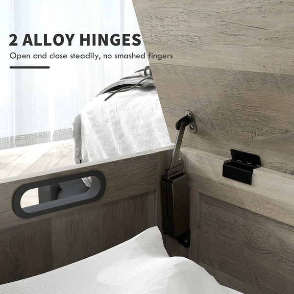 Storage chest with 2 safety hinges and side handles, aged gray