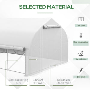 Tunnel greenhouse with roll-up, zippered side panels 