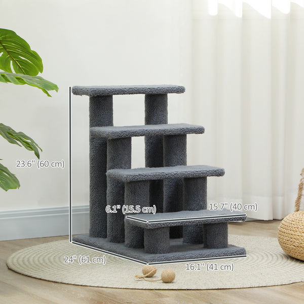 4-step cat scratching post, grey