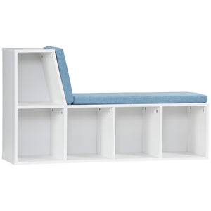 Bookcase with 5 compartments and padded reading corner, blue