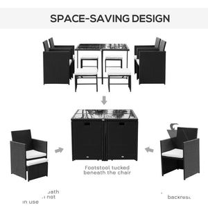 9-piece outdoor dining set in woven resin, white