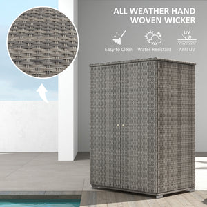 2-door outdoor wicker storage cabinet, dark grey