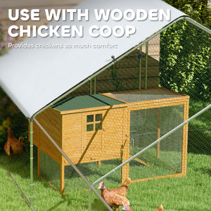 Metal chicken coop with waterproof and UV-resistant cover