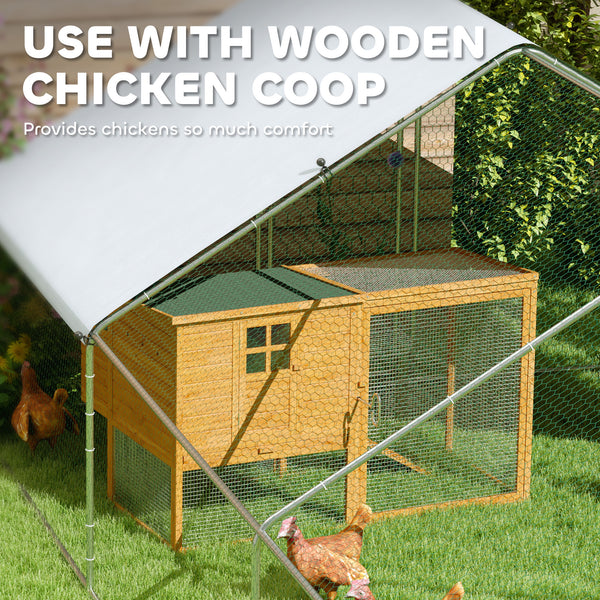Metal chicken coop with waterproof and UV-resistant cover