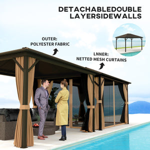 10' x 12' Deluxe Hardtop Gazebo with Aluminum Frame for Patio, Cafe