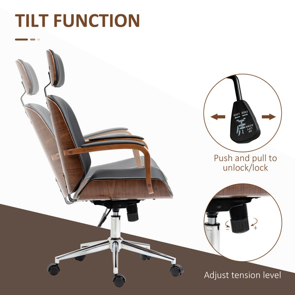 Office chair with removable headrest, adjustable height, black.