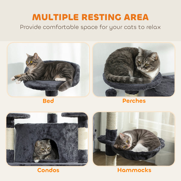 79" Cat Tree with Kitten Toys, Dark Gray