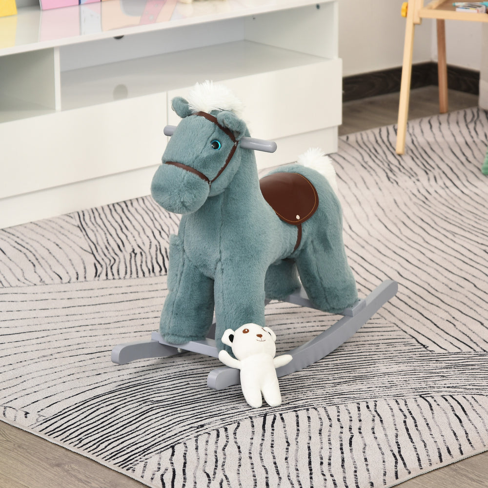 Plush Rocking Horse with Fun Realistic Sounds, Blue