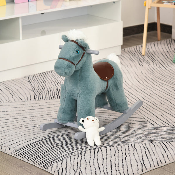 Plush Rocking Horse with Fun Realistic Sounds, Blue