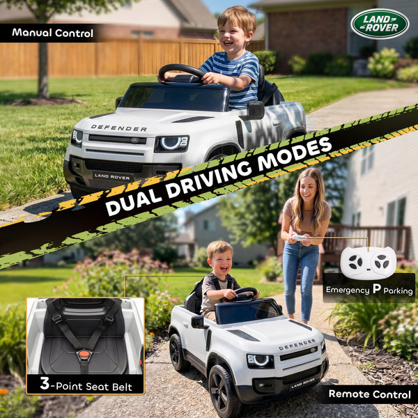 12V Kids Electric Ride-On Car with Remote Control, White