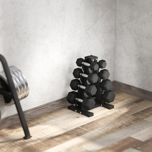 100 lb Hex Dumbbell Set with Rack, Non-Slip Handles