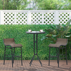 3-Piece Patio Bar Set with 2 Bar Stools and 1 Tempered Glass Bar Table, Beige