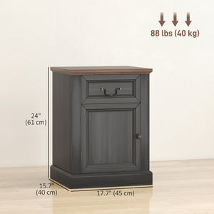 Set of 2 side tables with drawer and cupboard, black.