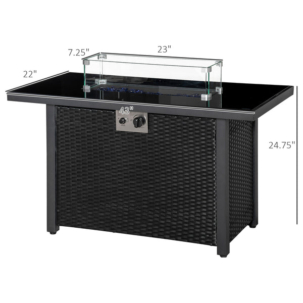 50,000 BTU Propane Fire Pit Table, Black
