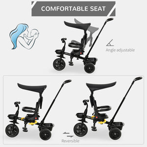 4 in 1 Kids Tricycle with Reversible Angle Adjustable Seat, Black