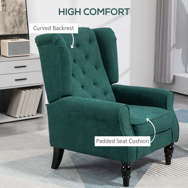 Button-upholstered accent chair, dark green