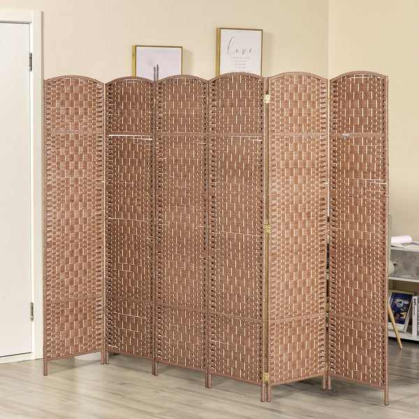 Folding room divider with 6 panels, natural color