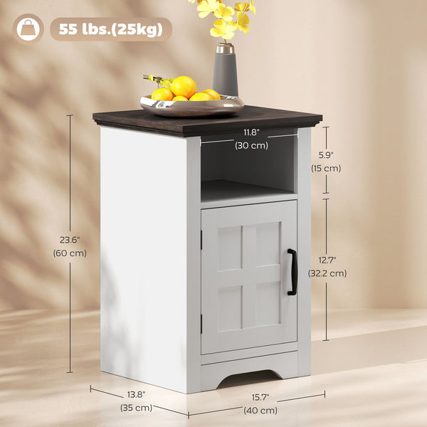 Set of 2 side tables with storage and barn-style doors – White