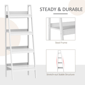 Set of 2 4-Tier Ladder Shelves, White