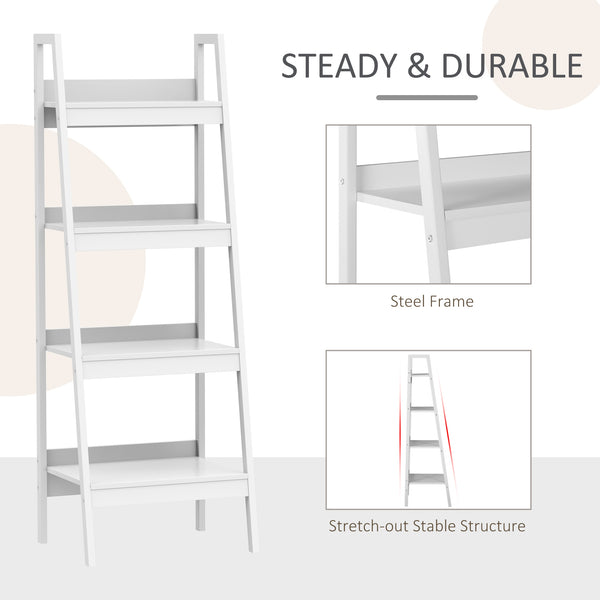 Set of 2 4-Tier Ladder Shelves, White
