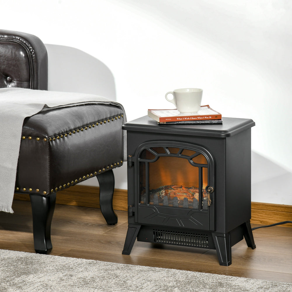 Freestanding Electric Fireplace with Realistic Flame Effect 750W/1500W, Black